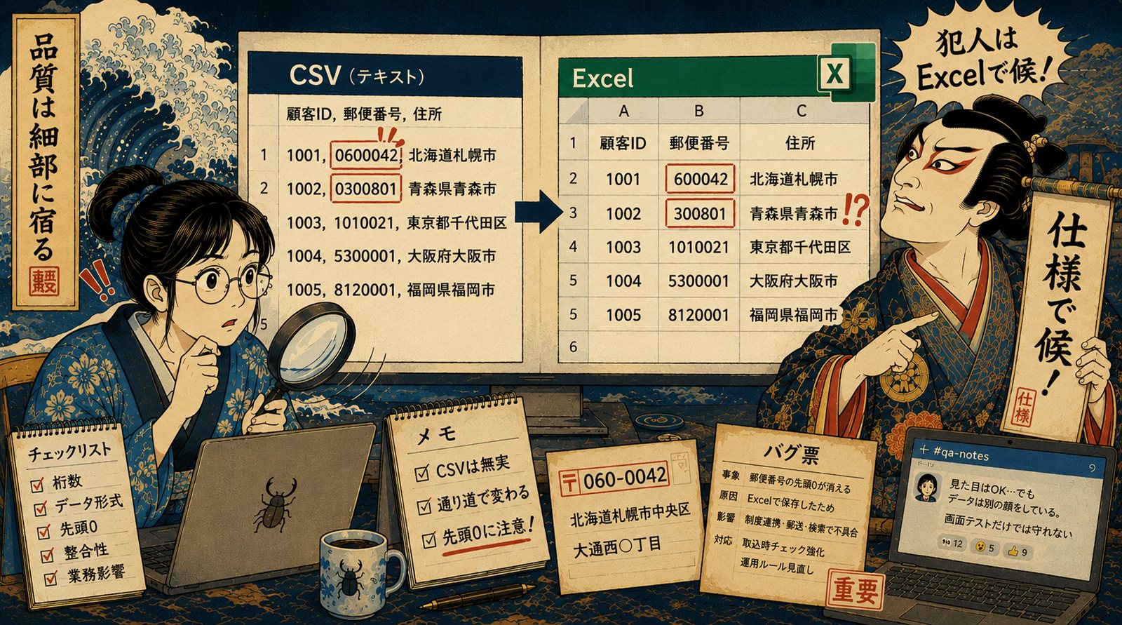 CSVは無実。犯人はExcelで候！— 郵便番号の先頭0が消える