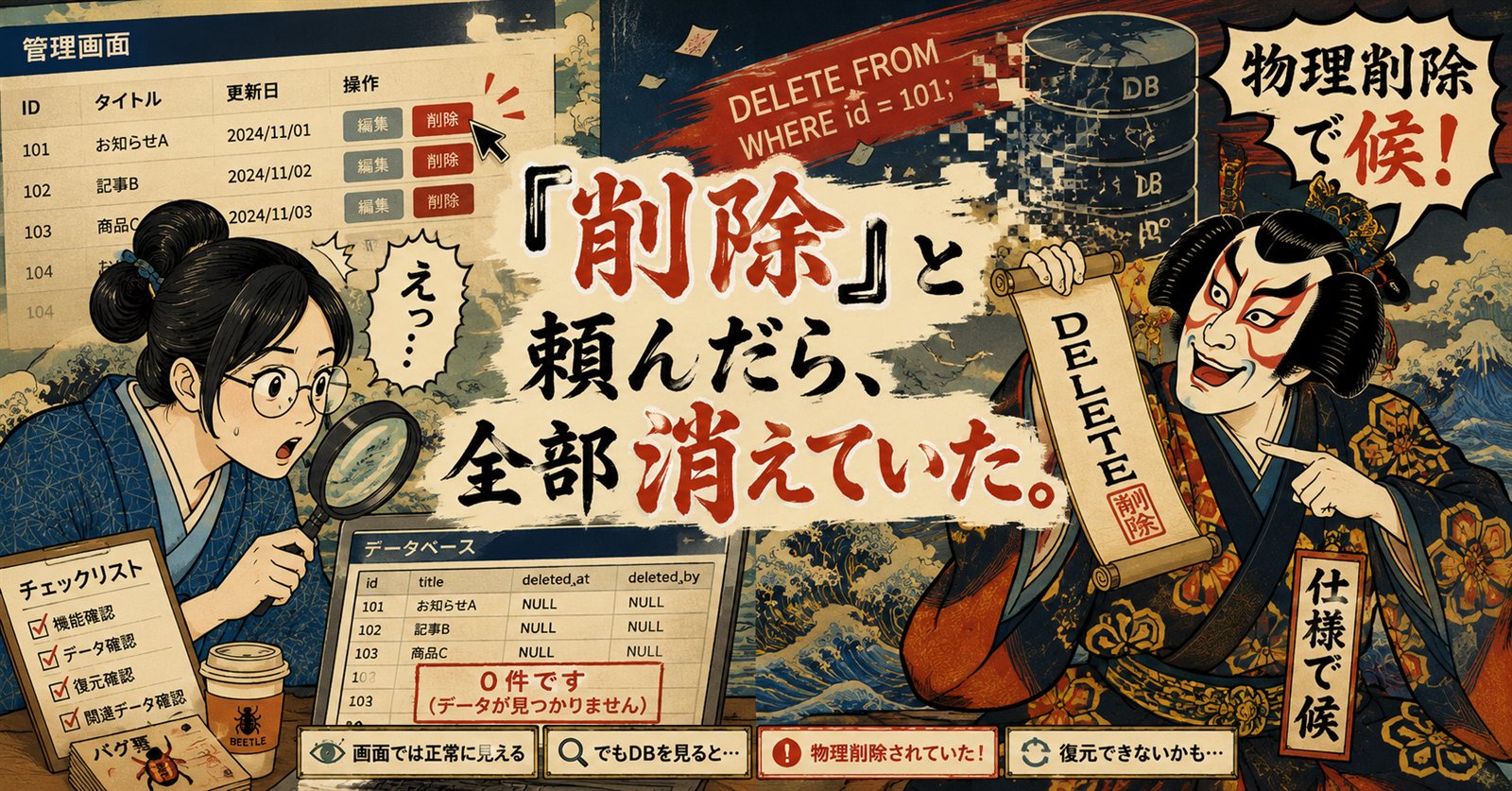 「削除」と頼んだら、全部消えていた。— 物理削除で候！