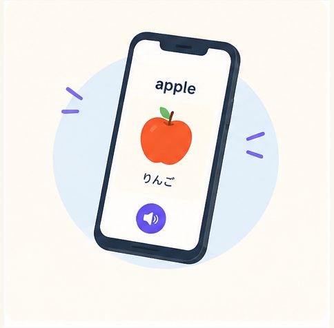 スマートフォンでappleの発音を聞く画面イメージ